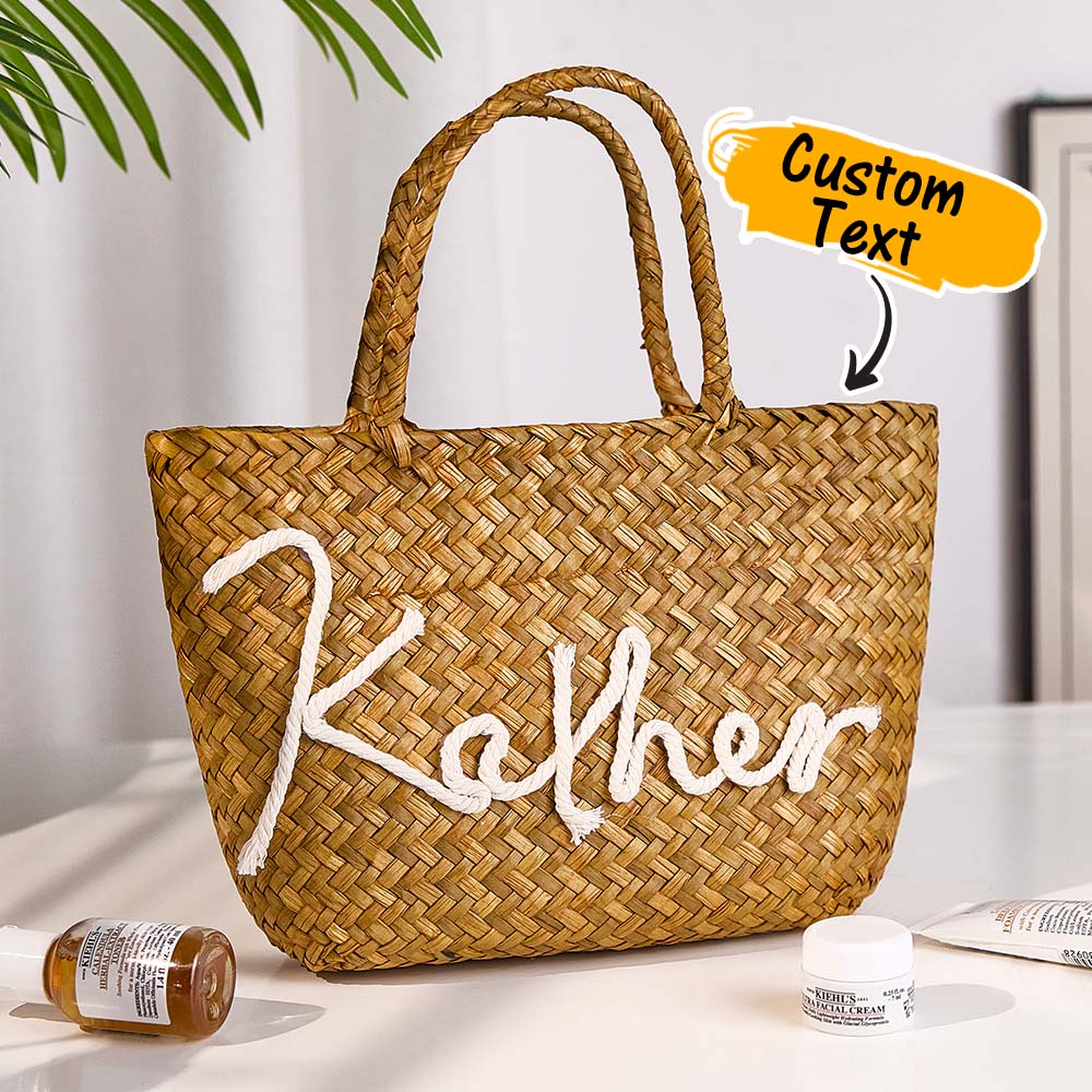 Personalized Handmade Boho Bucket Bag – Custom Name Beach & Travel Gift