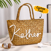 Personalized Handmade Boho Bucket Bag – Custom Name Beach & Travel Gift