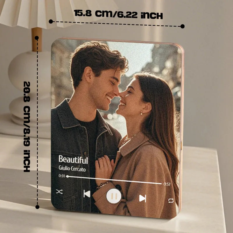 Personalized Music Playing Photo Frame | Plays Music Without a Phone Connection | Wooden Design Gift