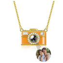 Personalized Camera Design Photo Necklace | Necklace with Projection Stones Showing a Photo Inside