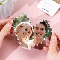Personalized Heart-Shaped Photo Brick Puzzle – Keepsake Design with Stand