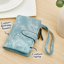 Personalized Name and Birth Flower Themed Card Holder Wallet – Elegant and Meaningful Gift
