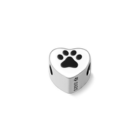 Paw Print Heart Photo Charm – Personalized Silver Bead Pendant