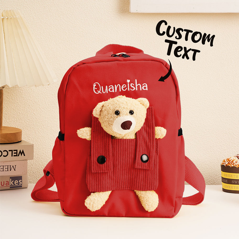 Custom Name-Embroidered Teddy Bear Backpack – For School & Everyday Use