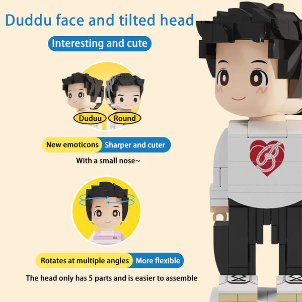 Duddu Brick Figure | Romantic LEGO-Style Mini Character | Valentine's Day & Keepsake Gift