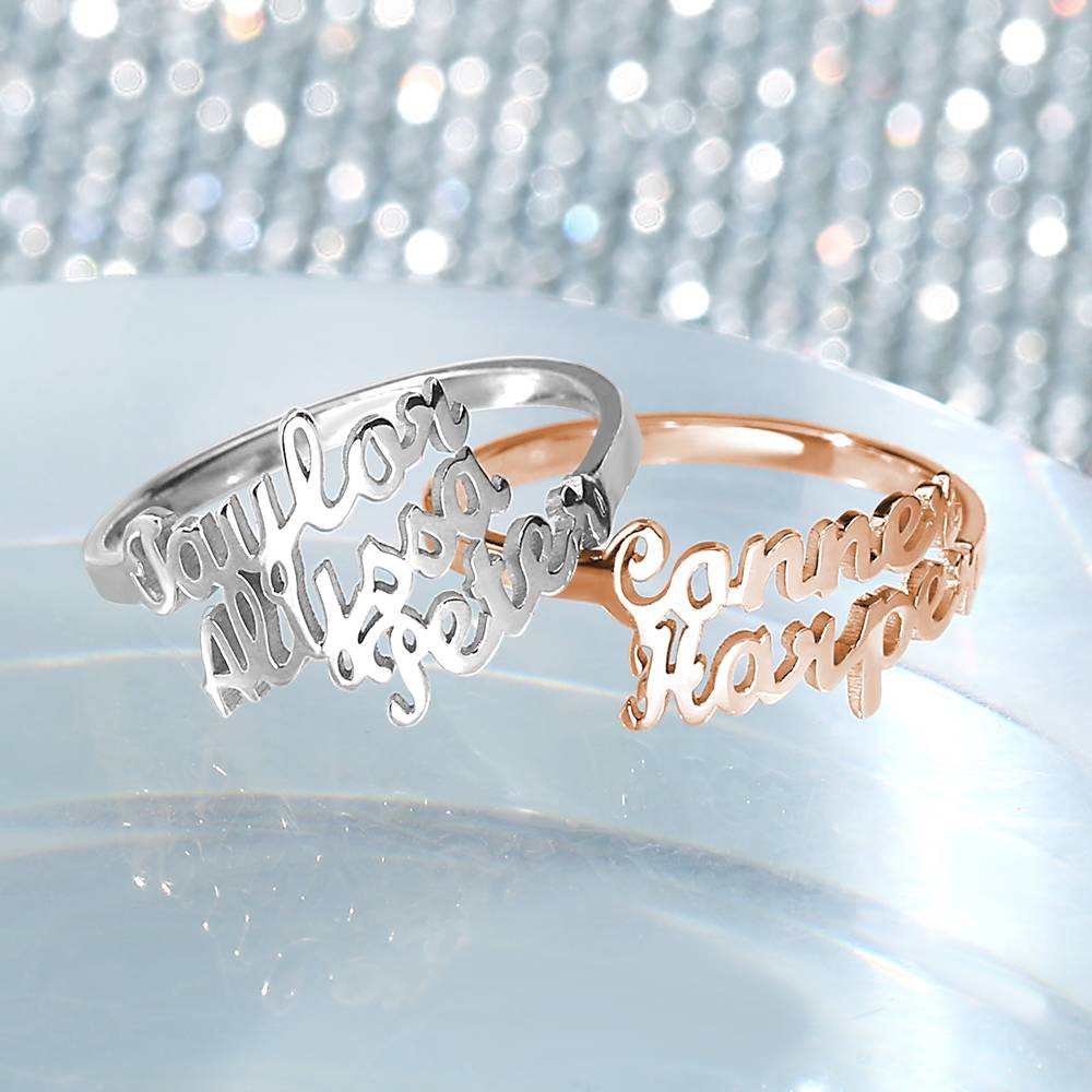 Kişiye Özel Çift İsimli Yüzük – 925 Ayar Gümüş