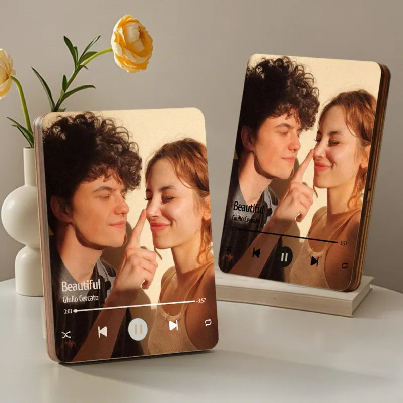 Personalized Music Playing Photo Frame | Plays Music Without a Phone Connection | Wooden Design Gift