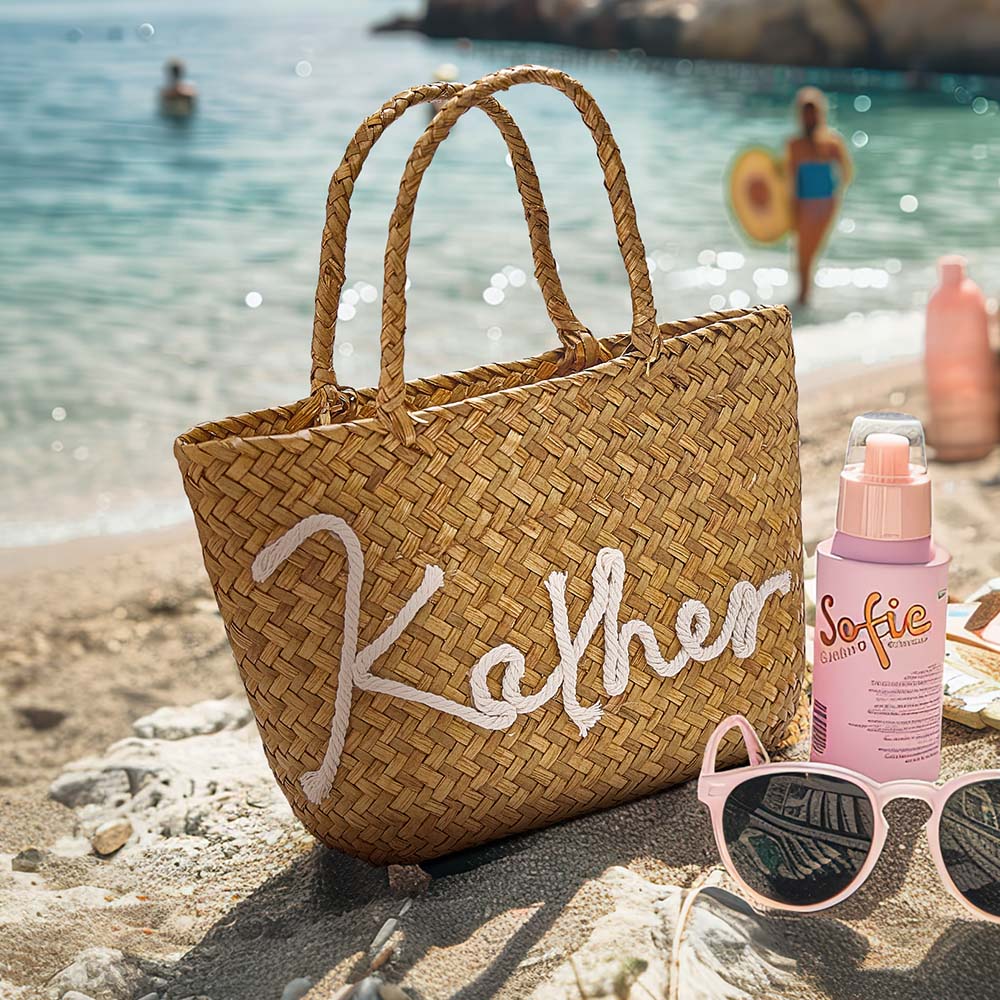Personalized Handmade Boho Bucket Bag – Custom Name Beach & Travel Gift