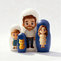 Personalized Cartoon Matryoshka Doll Set | Portrait Nesting Doll Family Gift Designed from a Photo