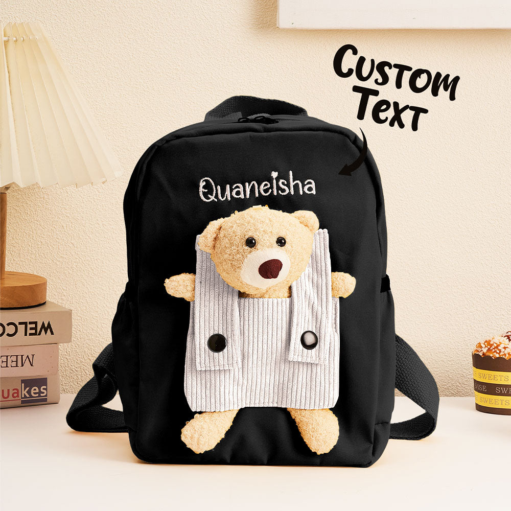 Custom Name-Embroidered Teddy Bear Backpack – For School & Everyday Use