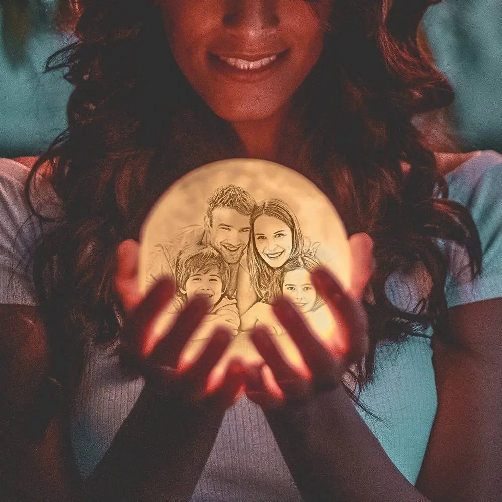 Kişiye Özel 3D Baskılı Ay Lambası – Fotoğraf ve Yazı Özelleştirilebilir