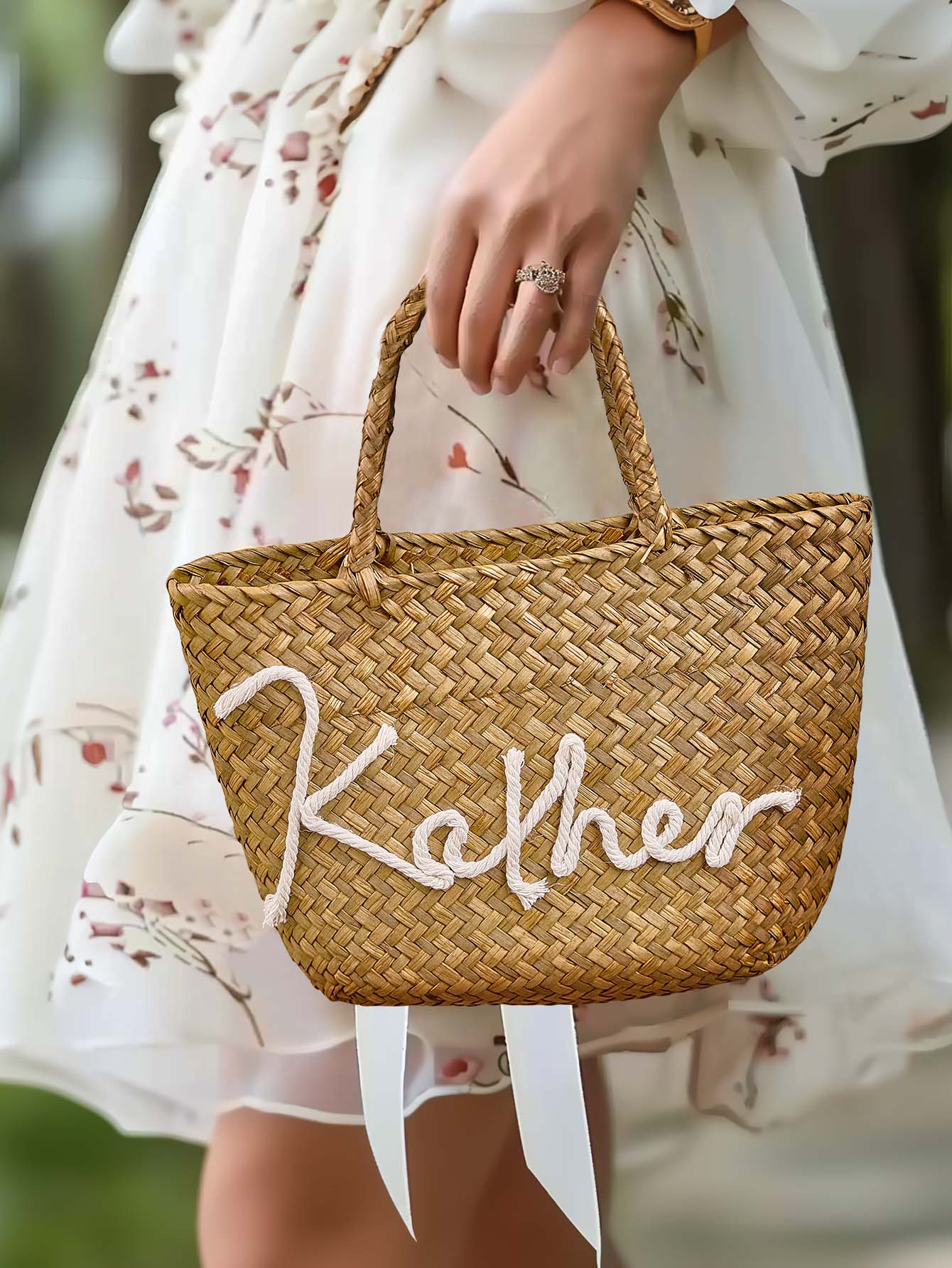 Personalized Handmade Boho Bucket Bag – Custom Name Beach & Travel Gift