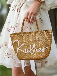 Personalized Handmade Boho Bucket Bag – Custom Name Beach & Travel Gift