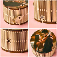 Personalized Cylindrical Hand-Turned Music Box with Photo – No Phone Required