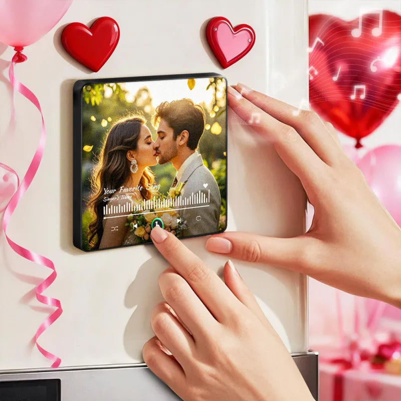 FridgeBeats Çerçeveli Müzikli Magnet – Kişiye Özel Favori Şarkı ile Buzdolabı Magneti