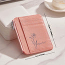 Custom Name & Birth Flower PU Leather Wallet