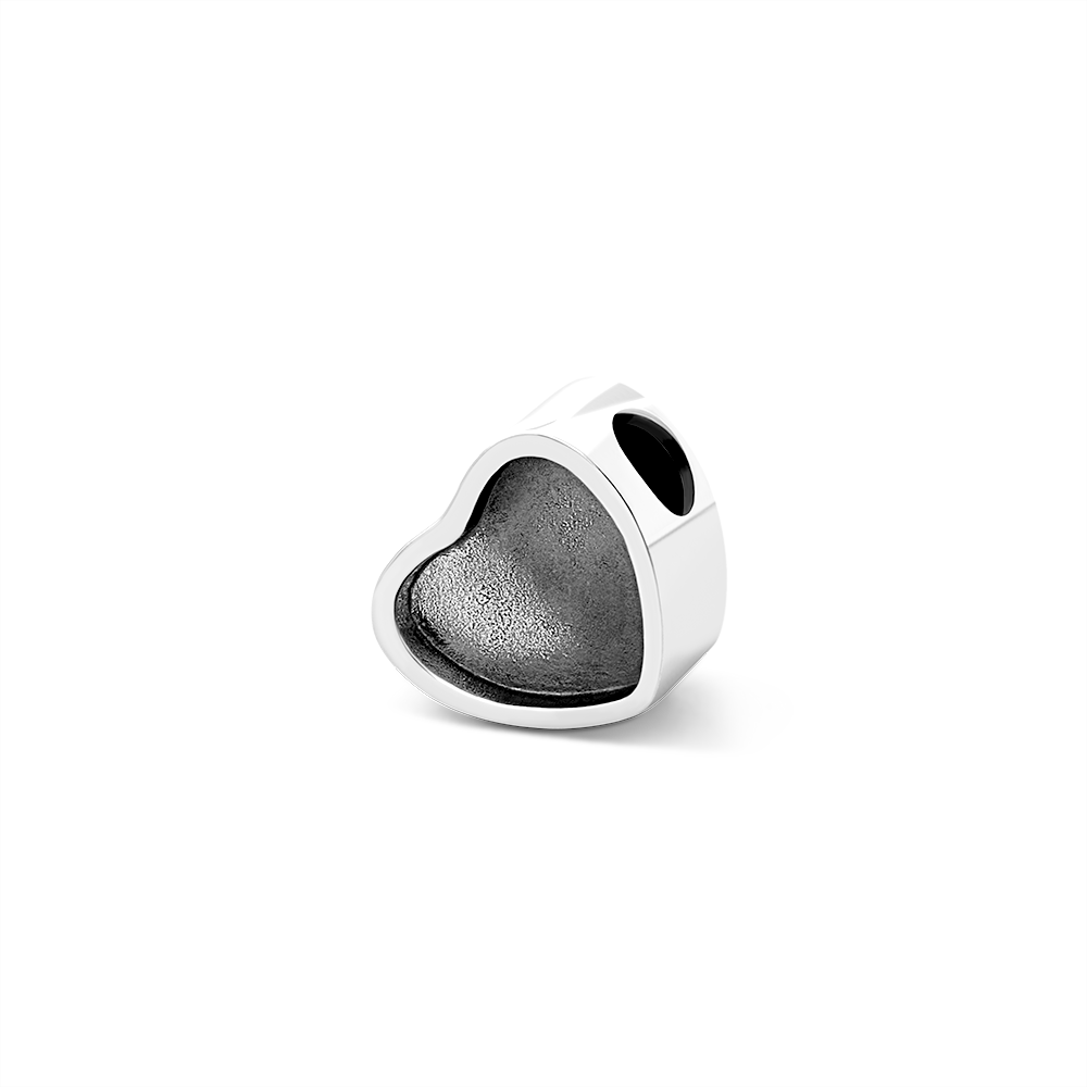 Paw Print Heart Photo Charm – Personalized Silver Bead Pendant