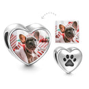 Paw Print Heart Photo Charm – Personalized Silver Bead Pendant