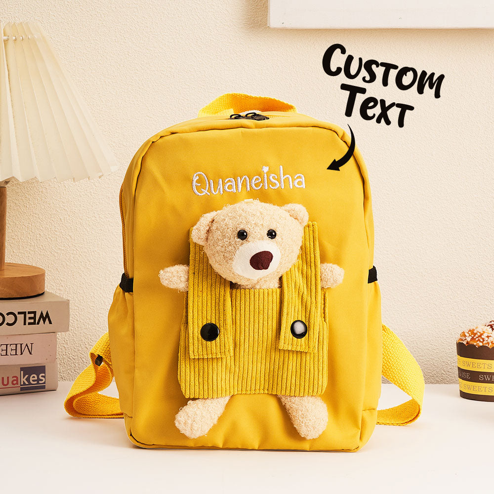 Custom Name-Embroidered Teddy Bear Backpack – For School & Everyday Use