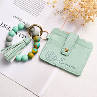 Personalized Birth Flower Design Wallet and Beaded Bracelet Set