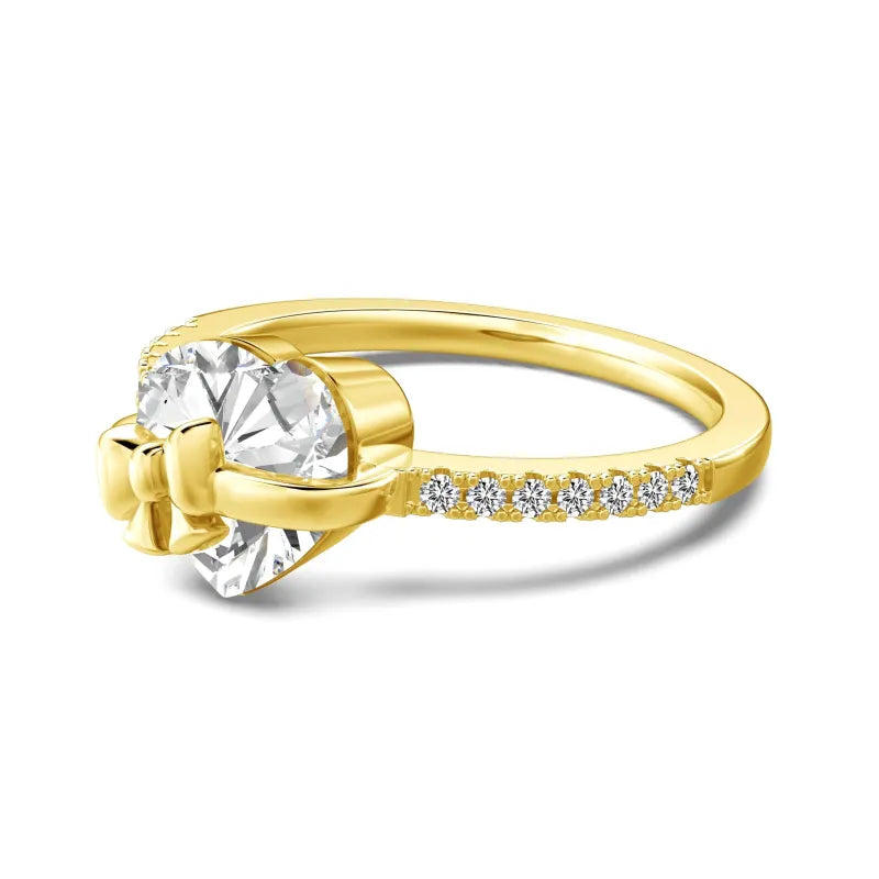 Heart &amp; Bow 925 Sterling Silver Ring – Romantic Gift with Zircon Details | Valentine's Day