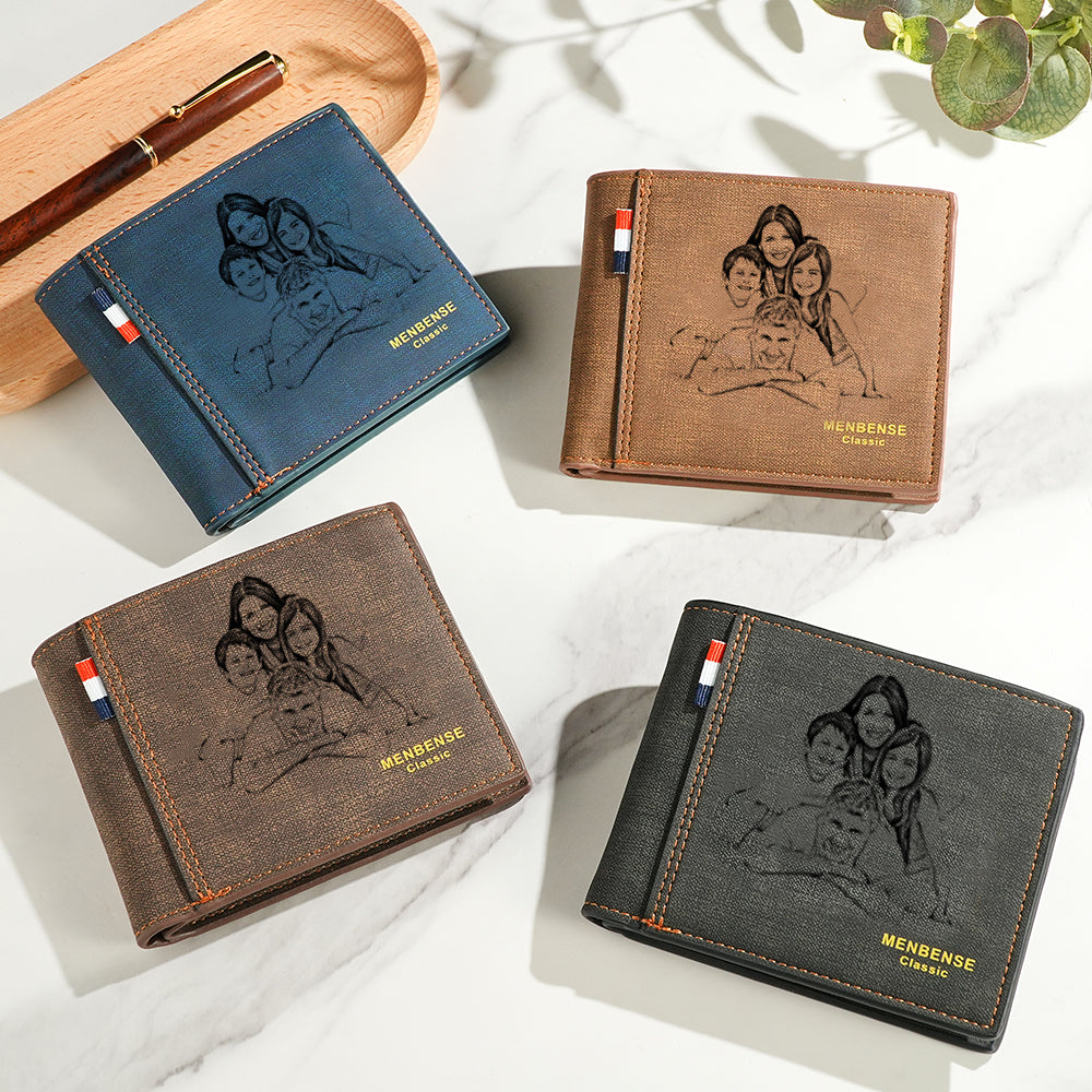 Personalized Photo & Text Men's Wallet – Elegant, Meaningful Gift