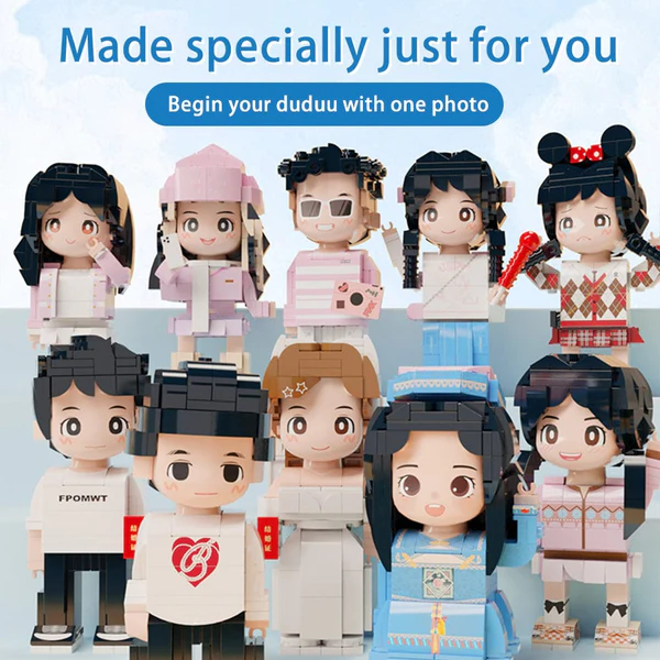 Duddu Brick Figure | Romantic LEGO-Style Mini Character | Valentine's Day & Keepsake Gift
