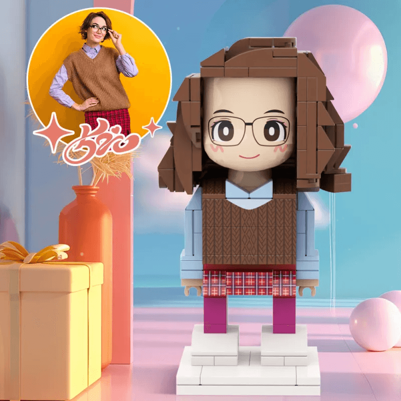 Duddu Brick Figure | Romantic LEGO-Style Mini Character | Valentine's Day & Keepsake Gift