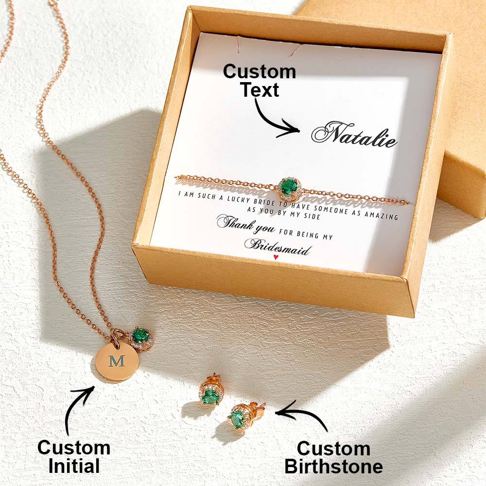 Personalized Jewelry Set – Necklace, Earrings and Bracelet