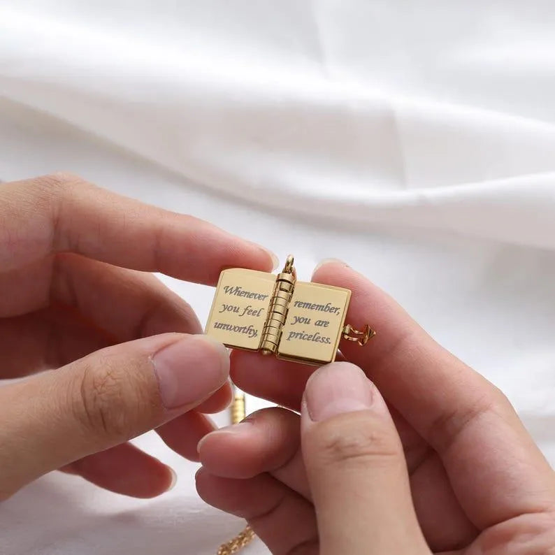 Personalized My Little Star Mini Book Necklace | Emotional Letter to Your Daughter | Loving Gift