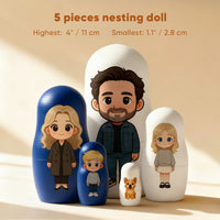 Personalized Cartoon Matryoshka Doll Set | Portrait Nesting Doll Family Gift Designed from a Photo