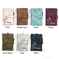 Personalized Name and Birth Flower Themed Card Holder Wallet – Elegant and Meaningful Gift
