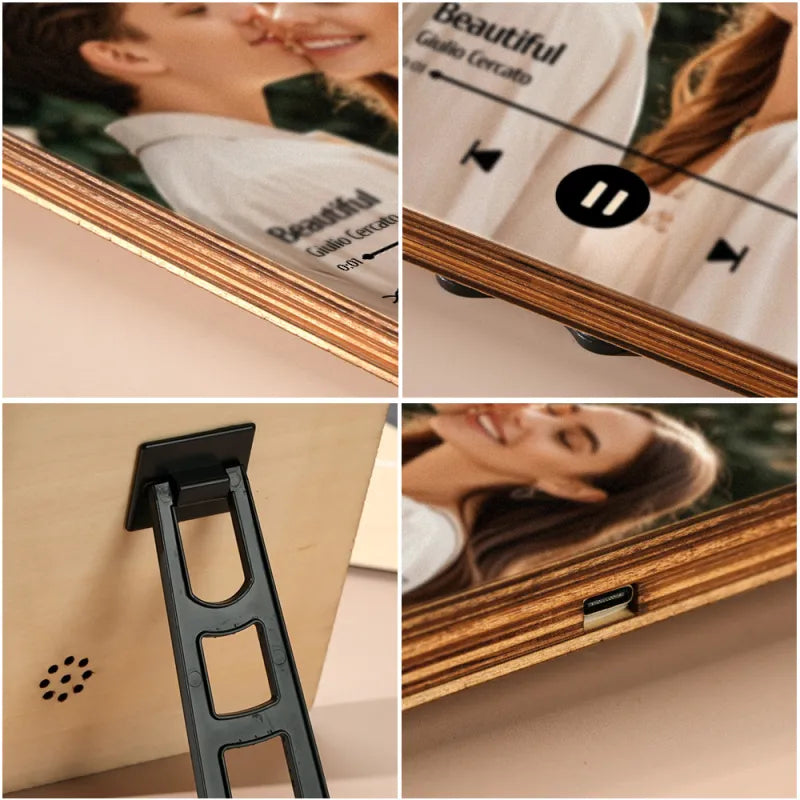 Personalized Music Playing Photo Frame | Plays Music Without a Phone Connection | Wooden Design Gift