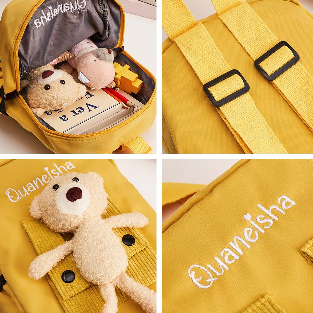 Custom Name-Embroidered Teddy Bear Backpack – For School & Everyday Use