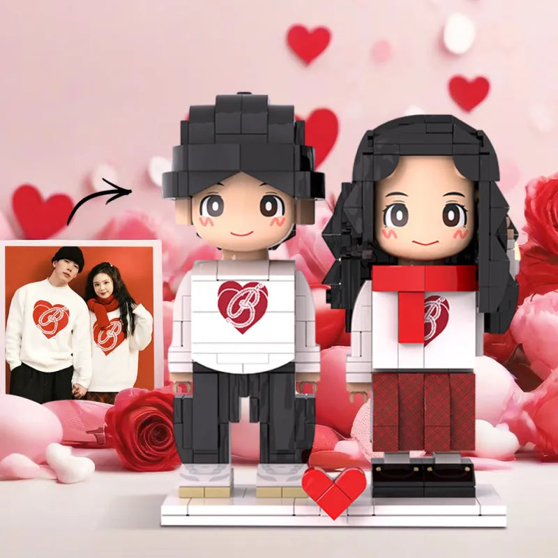Duddu-Style Custom Brick Figure – Valentine's Day & Special Occasion Gift