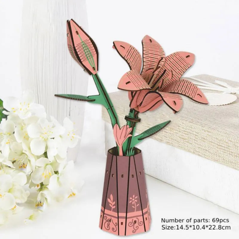 Lily 3D Wooden Puzzle – Handmade Everlasting Flower Gift