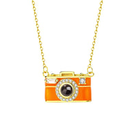 Personalized Camera Design Photo Necklace | Necklace with Projection Stones Showing a Photo Inside