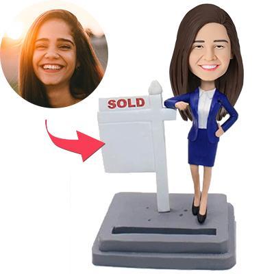 Custom Female Realtor Bobblehead – Best Personalized Real Estate Agent Gift