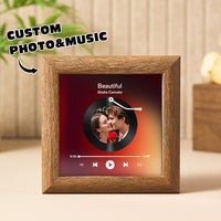 Personalized Wooden Music Refrigerator Magnet | Photo and Song Upload Feature 