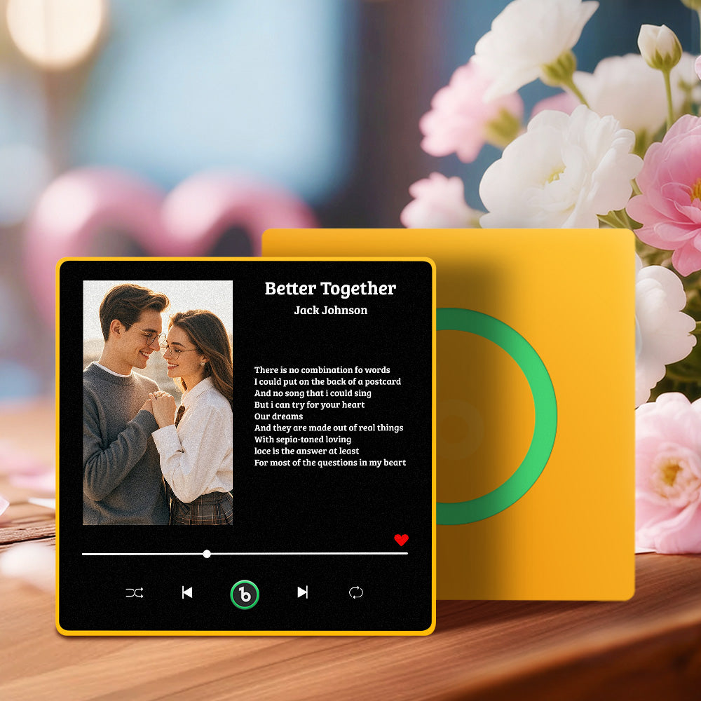 FridgeBeats Çerçeveli Müzikli Magnet – Kişiye Özel Şarkı ve Sözlerle Buzdolabı Hediye Magneti