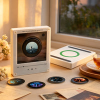 Custom Mini Vinyl Record Player with 9 Magnetic Discs, Personalized Music Gift for Couples, Anniversary & Special Memories