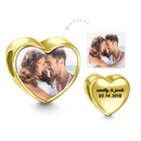 Kazınmış Kalp & Fotoğraf Charm – 14K Altın Kaplama 925 Ayar Gümüş | Anlamlı Hediye