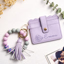 Personalized Birth Flower Design Wallet and Beaded Bracelet Set