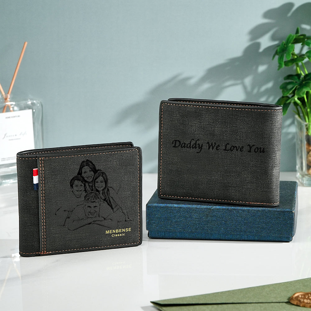 Personalized Photo & Text Men's Wallet – Elegant, Meaningful Gift
