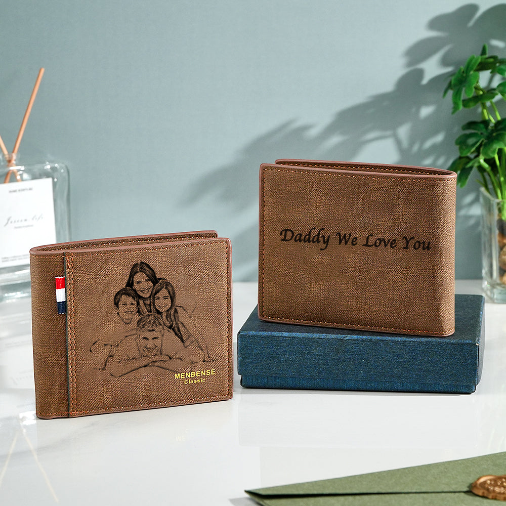 Personalized Photo & Text Men's Wallet – Elegant, Meaningful Gift