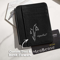 Custom Name & Birth Flower PU Leather Wallet