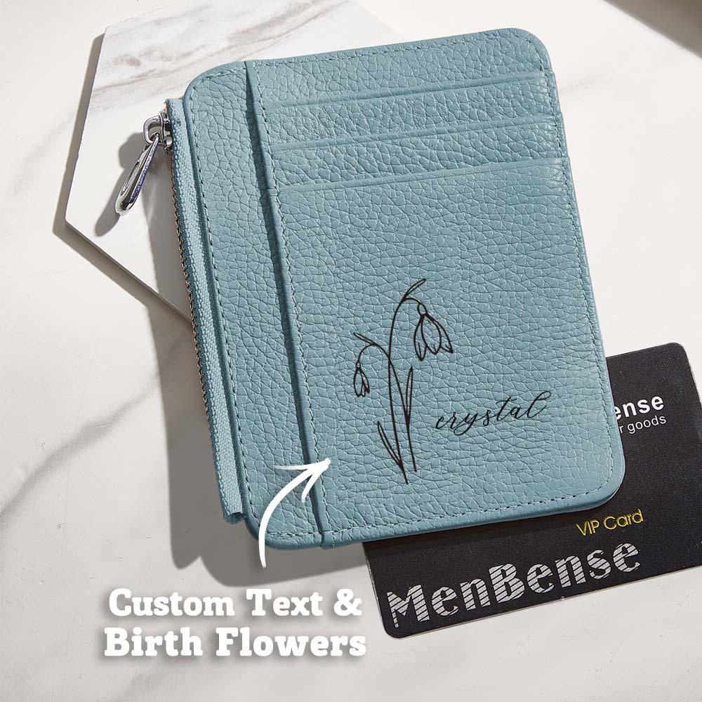Custom Name & Birth Flower PU Leather Wallet