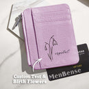 Custom Name & Birth Flower PU Leather Wallet