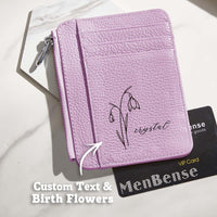 Custom Name & Birth Flower PU Leather Wallet