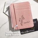 Custom Name & Birth Flower PU Leather Wallet